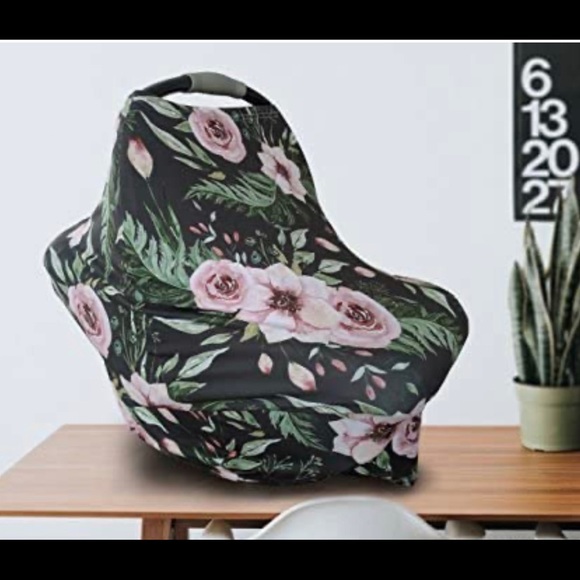 Pobi Baby Car Seat Covers and Nursing Cover - Soft and Stretchy Floral Pattern - Picture 3 of 3